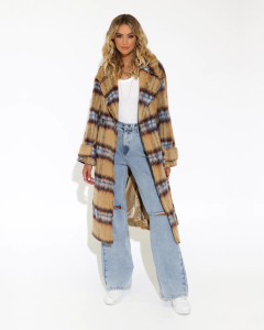 Asaley Coat - Camel Check | Madison the Label