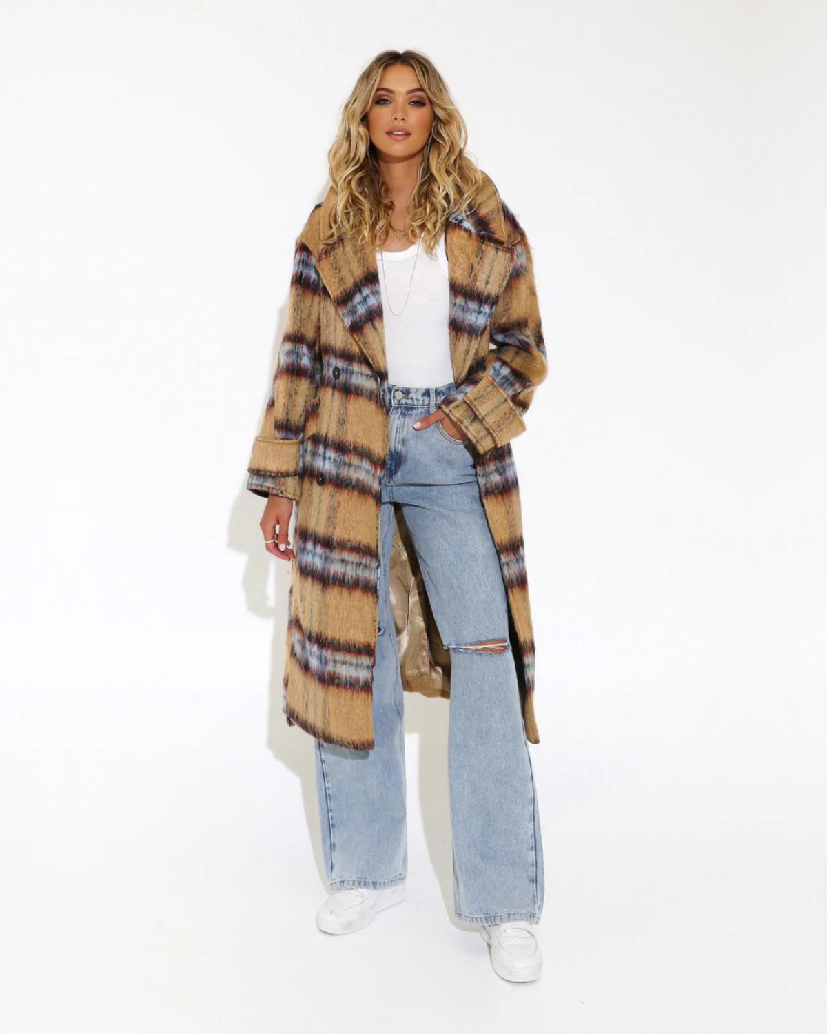 Asaley Coat - Camel Check | Madison the Label