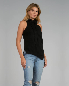Asymmetrical Hoody Sweater - Black | Elan