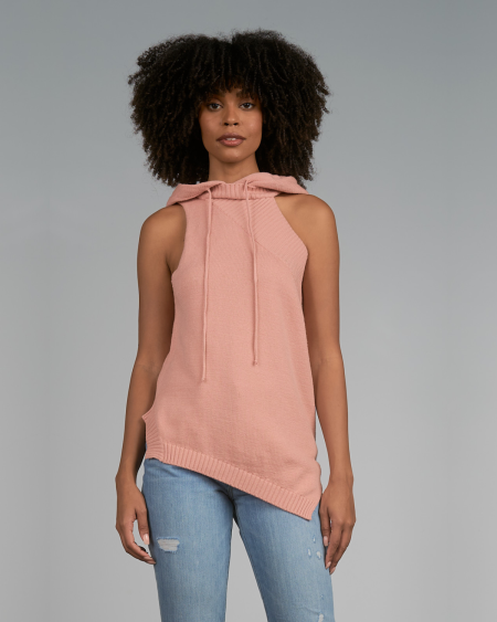 Asymmetrical Hoody Sweater - Pink | Elan