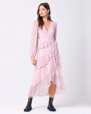 Camille Midi Dress - Mauve Floral | Saltwater Luxe