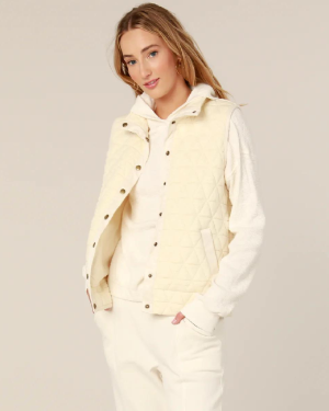 Quilted Bomber Vest - Ivory | Mododoc