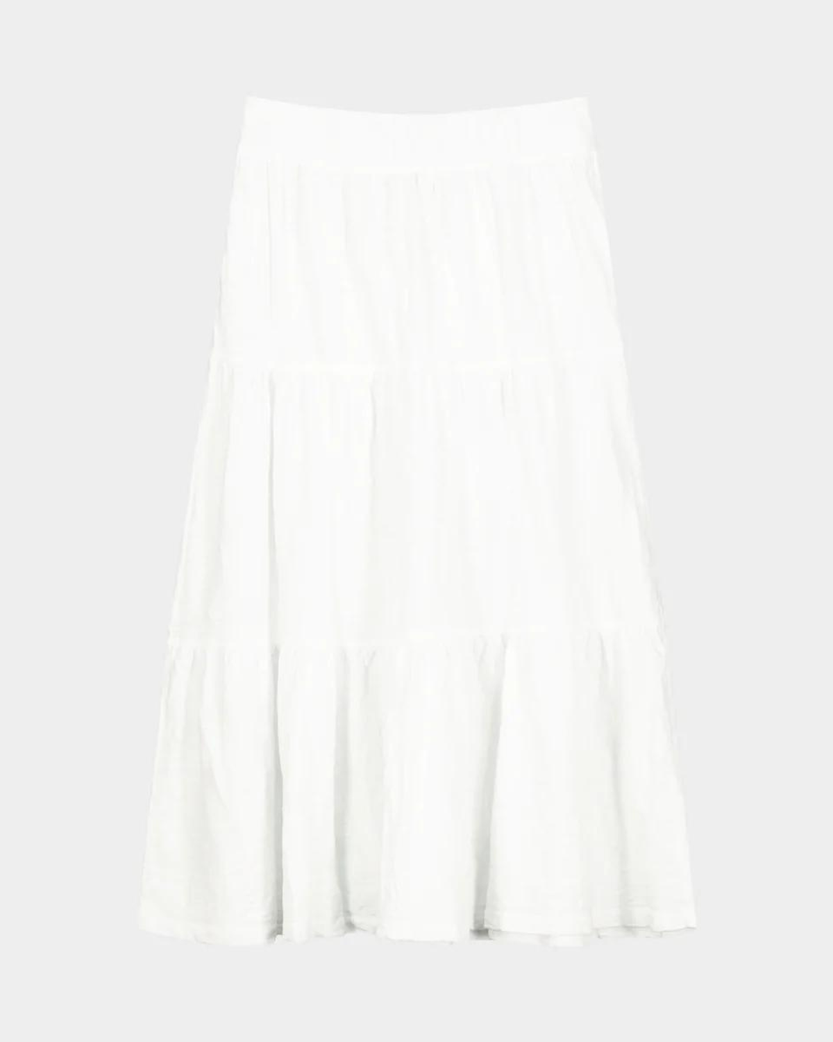 Midi Shirred Skirt - White | Mododoc