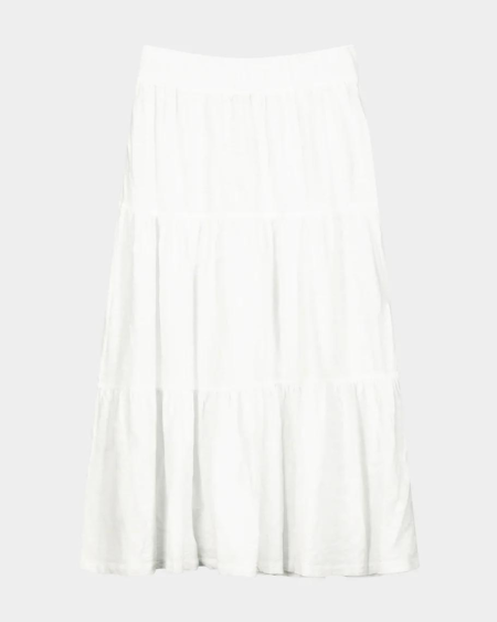 Midi Shirred Skirt - White | Mododoc