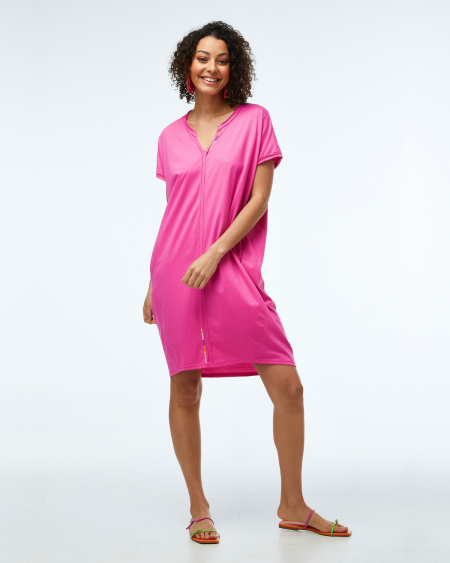 Raw Edge T-Dress - Hot Pink | Zaket & Plover