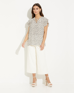 Ruffle Sleeve Top - Savana Dot | Emproved