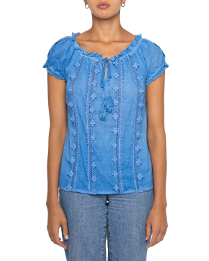 Glamping Lace Blouse - Cobalt | Astrid