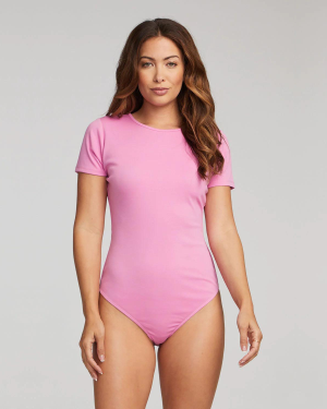 Crew Neck Bodysuit - Party Pink | Saltwater Luxe