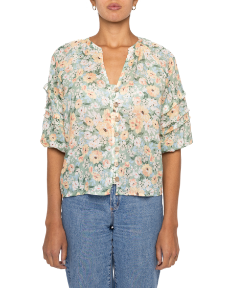 Hampton Button Blouse - Picnic Floral | Astrid