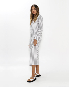 Jadana Shirt Dress - Grey Stripes | Madison the Label
