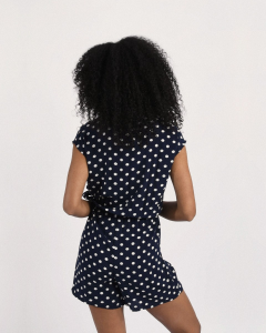 Wrapped Jumpsuit - Navy with Polka Dots | Molly Bracken