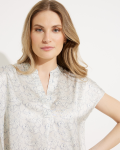 Open Collar Short Sleeve Blouse - Floral | Apricot