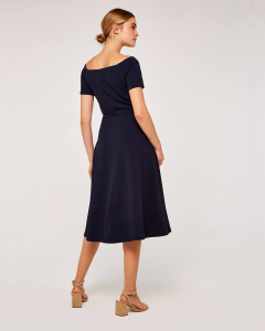 Bardot Frill Midi Dress - Navy | Apricot
