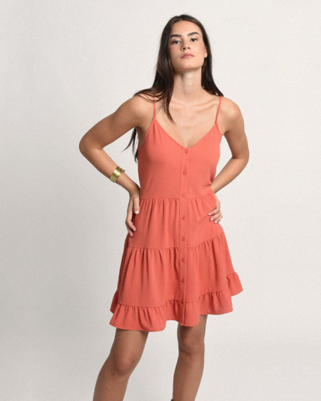 Tie-Back Mini Dress - Coral | Molly Bracken