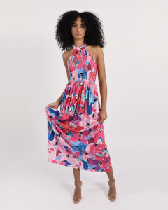 Long Floral Print Dress - Pink Alice | Molly Bracken
