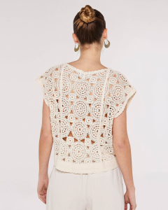 Batwing Crochet Top - Stone | Apricot