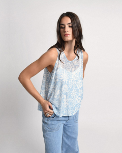 Flare Tank Top - Blue Barbara | Molly Bracken