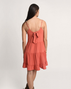 Tie-Back Mini Dress - Coral | Molly Bracken