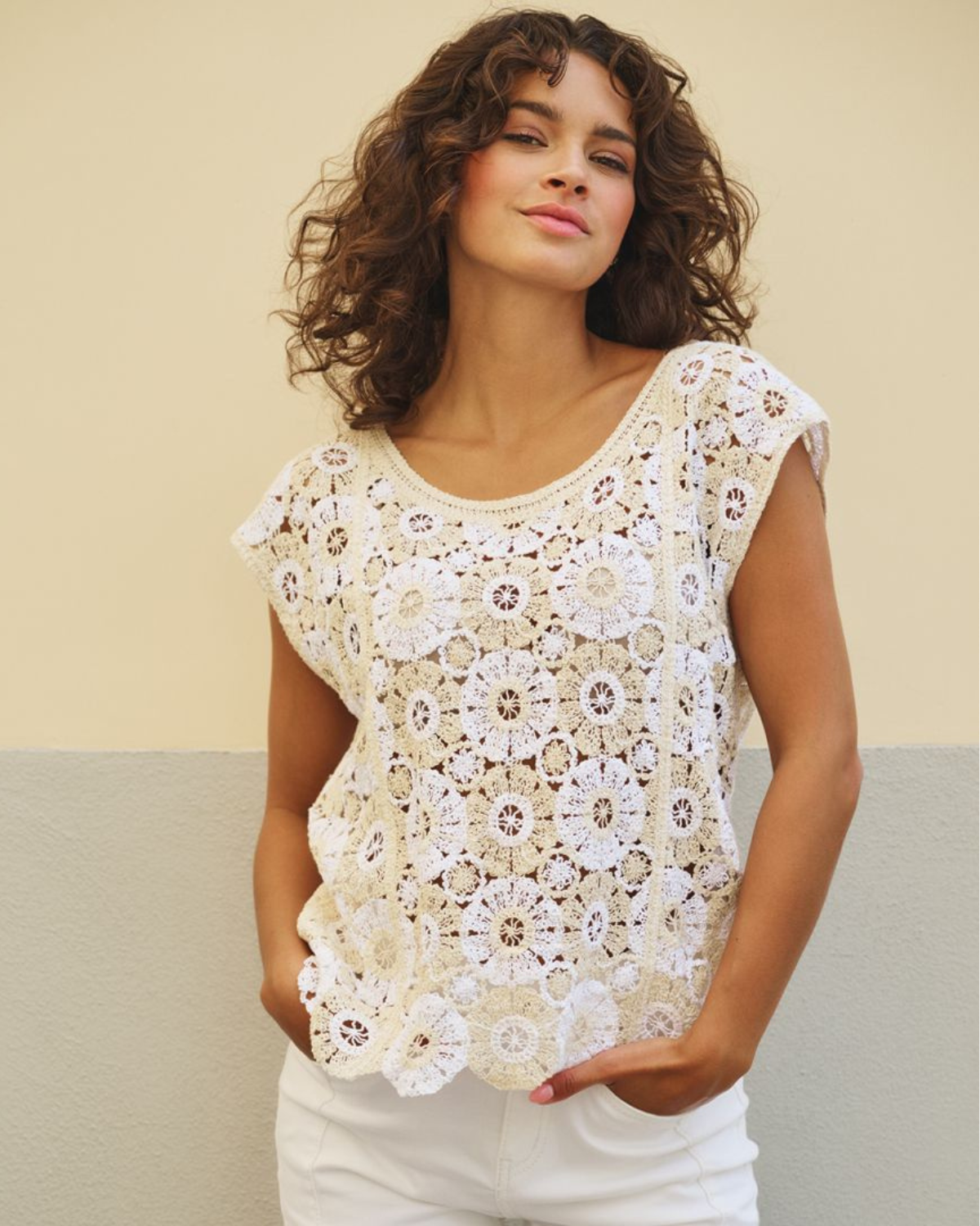Combi Crochet Top - Tan | Esqualo