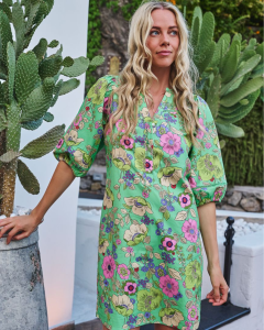 Puff Sleave Dress - Resort Island Print | Esqualo