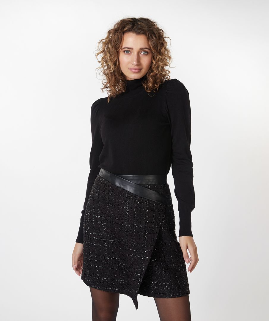 Skirt Tweed Overlap - Black | Esqualo | Melrose & Co.