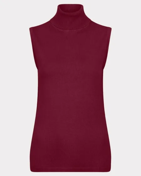 Sweater Sleeveless Col Basic Knit - Wine | Esqualo