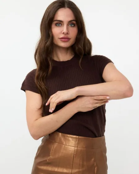 Sweater S/Sleeve elastic waist - Brown | Esqualo