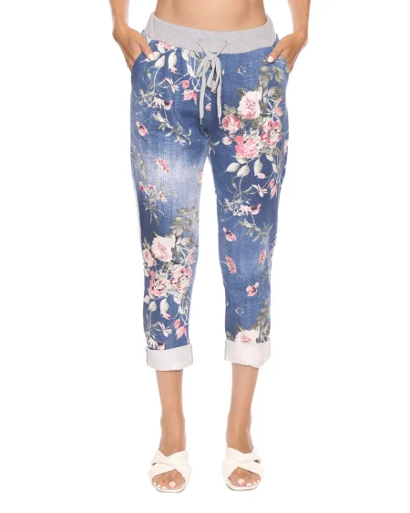 Waist-Tie Pants - Floral Denim | Sorella