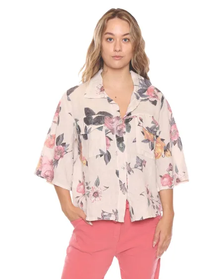 Button Up Shirt - Beige Floral | Sorella